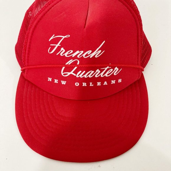Vintage French Quarter Trucker Snap Back Mesh Hat Red Cord Nissin Cap - Picture 2 of 5